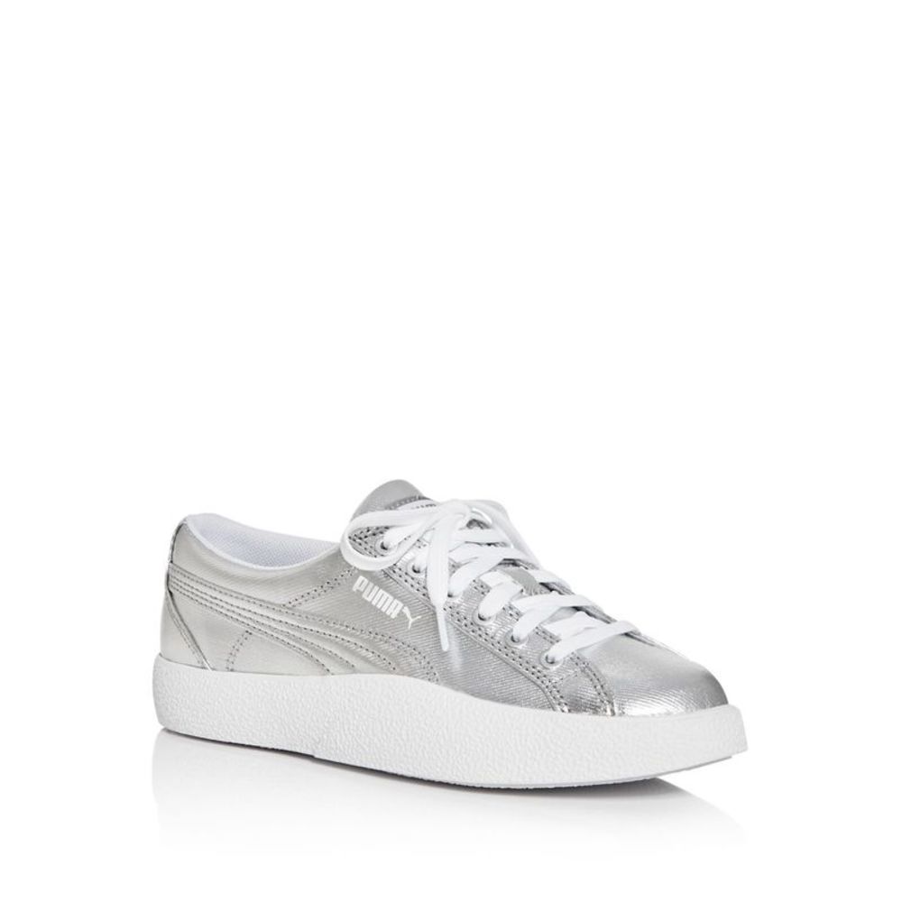 PUMA Womens Silver Logo Metallic Love Round Toe Platform Athletic Sneakers 6.5